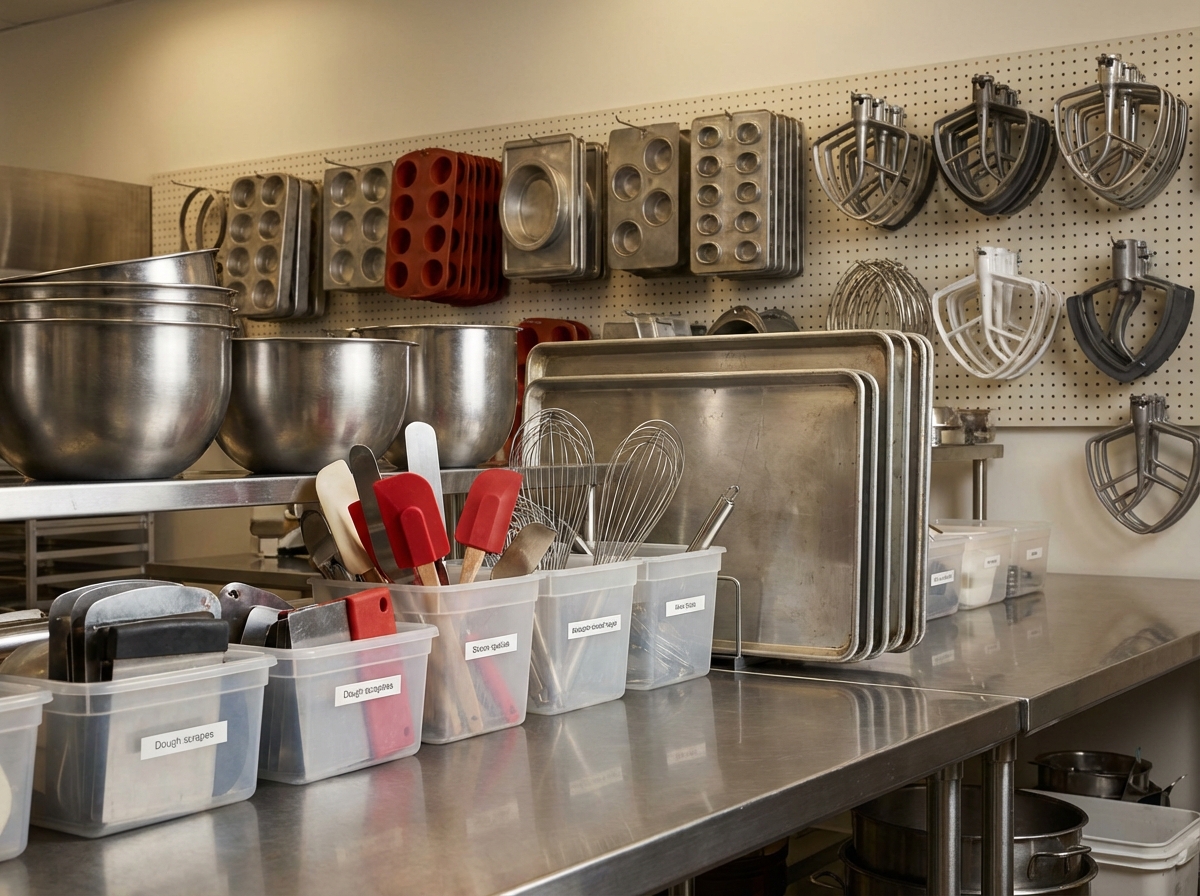 Utensilios y herramientas para una operación panadera profesional